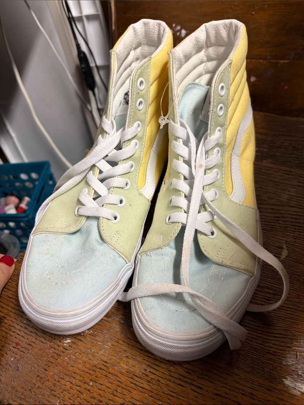 Vans High-Top Sneakers in Pastel Yellow, Mint & Light Blue